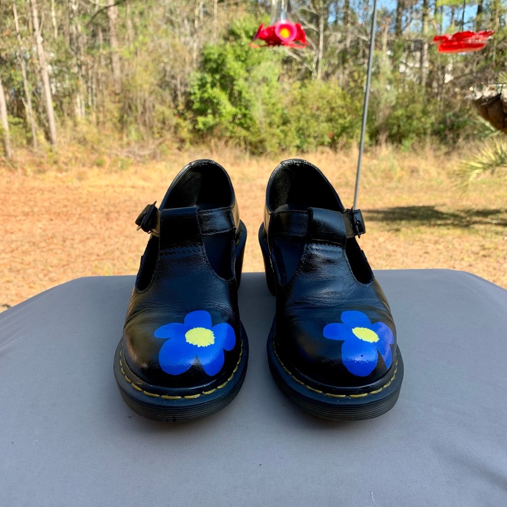 Dr Martens T-strap Mary Janes handpainted